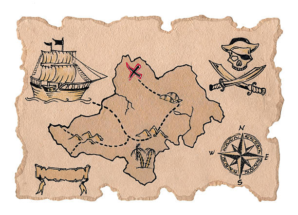 piraten-karte - nautical vessel compass map retro revival stock-grafiken, -clipart, -cartoons und -symbole