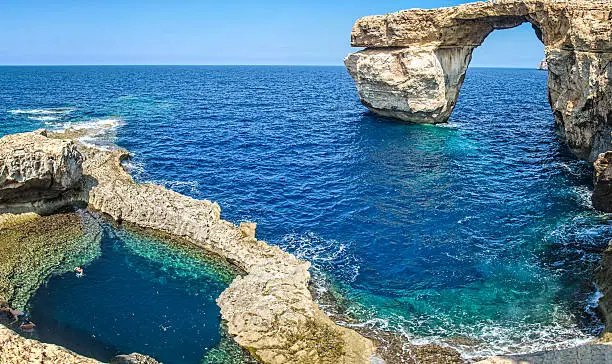 Azur Window in Gozo (island placed next to Malta). One of the most beautiful tourist attraction.