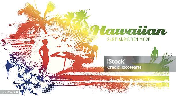 Hawaiian Surf Addiction Mode Vecteurs libres de droits et plus d'images vectorielles de Activité de loisirs - Activité de loisirs, Arbre, Arbre tropical