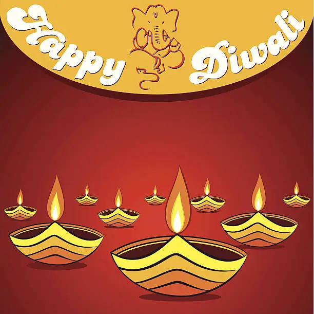 Vector illustration of happy diwali greeting