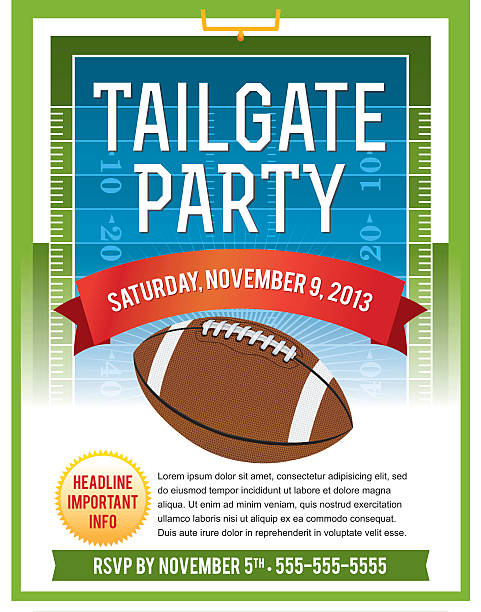 Vector illustration of tailgate flyer A vector flyer design perfect for tailgate parties, football invites, etc. EPS 10. File contains transparencies. Text is layered for easy removal and customizing.  pigskin stock illustrations