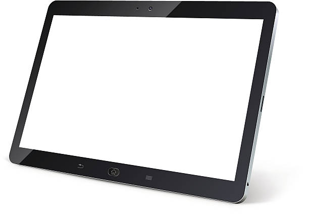 tablet-computer mit leeren weißen leinwand - produktion tablet stock-grafiken, -clipart, -cartoons und -symbole