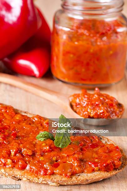 Serbian Ajvar Stock Photo - Download Image Now - No People, Red Bell Pepper, Relish