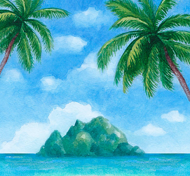 Illustration of the tropical beach vector art illustration