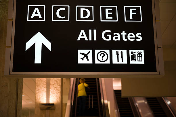 istock departure gates sign and escalators 186261537