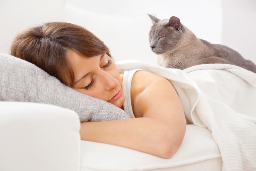 A woman resting in bedroom