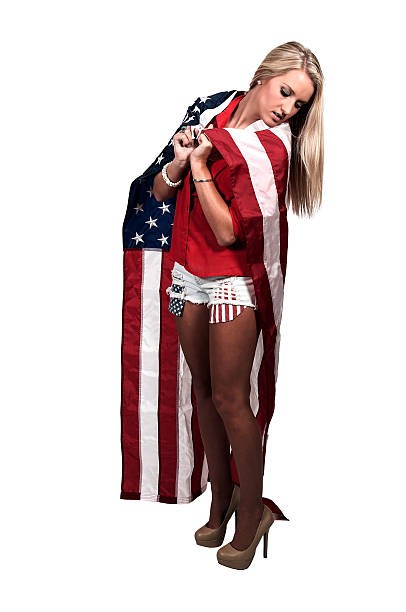 istock Woman Wrapped in a Flag 186262749