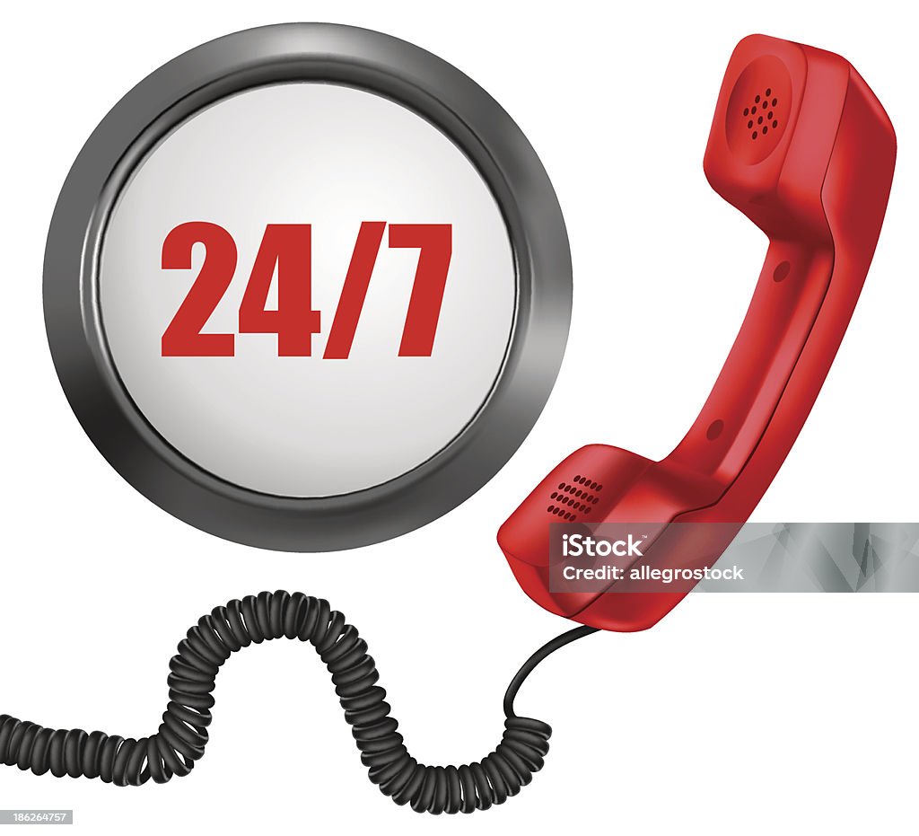 Telephone and 24/7 button. Telephone and 24/7 button. week support concept. Vector 24-7 stock vector