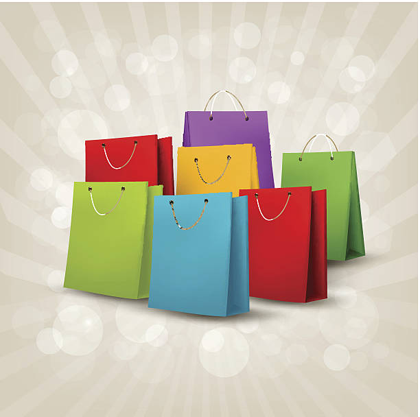 istock Background with colorful shopping bags. Discount concept. Vector illustration. 186264808
