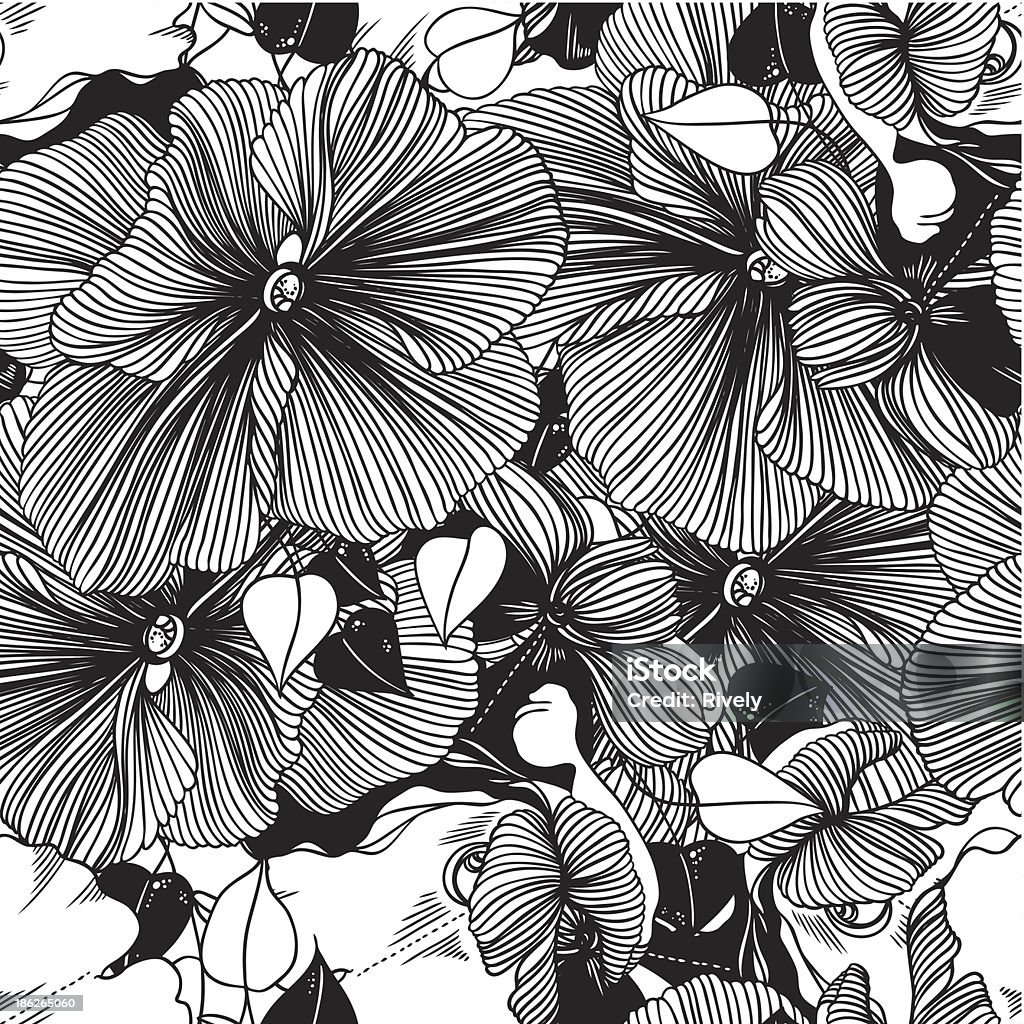 Monocromo de patrones sin fisuras vector abstracto de flores - arte vectorial de Abstracto libre de derechos