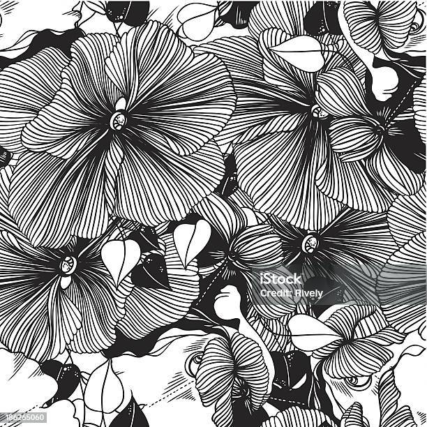 Ilustración de Monocromo De Patrones Sin Fisuras Vector Abstracto De Flores y más Vectores Libres de Derechos de Abstracto