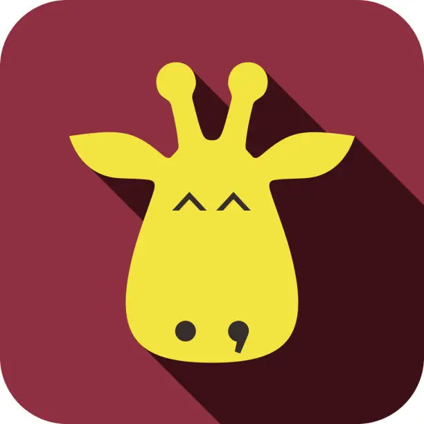 Vector illustration of giraffe face flat icon design. Animal icons series.