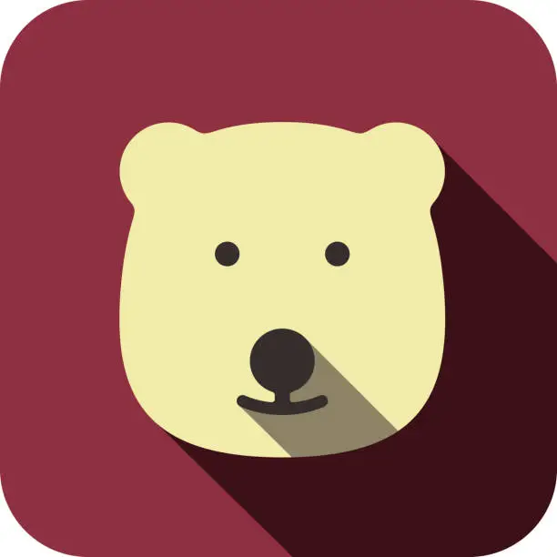 Vector illustration of polar bear face flat icon design. Animal icons series.