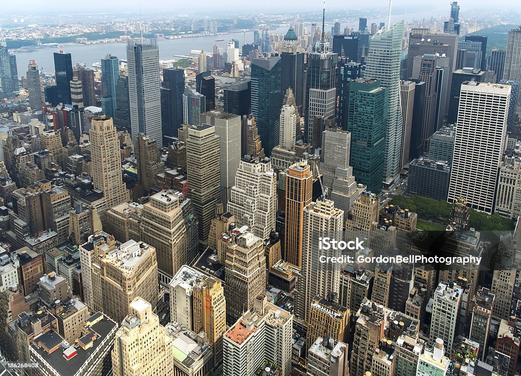 Manhattan Mid Town Manhattan New York City Aerial View Stock Photo