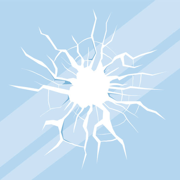 ilustraciones, imágenes clip art, dibujos animados e iconos de stock de concepto de choque de pantalla de vidrio de ventana roto. ilustración de diseño gráfico plano vectorial - exploding breaking impact glass