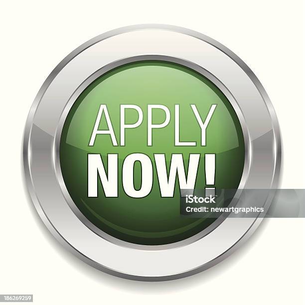 Silver Green Apply Now Button Stock Illustration - Download Image Now - Applying, Urgency, Badge