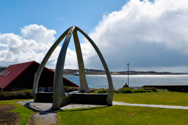 Whalebone arch, Stanley waterfront, Falkland Islands