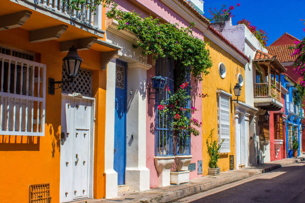 istock Cartagena street with blue sky 1862699227