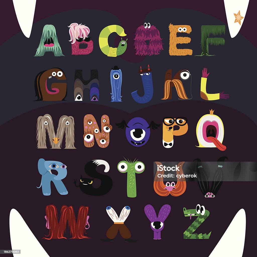 Alfabeto letras-monstruos - arte vectorial de Animal libre de derechos
