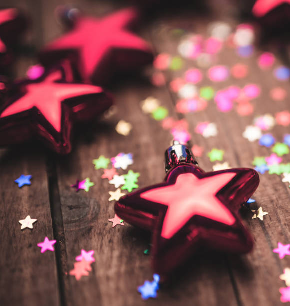 christmas gift on the table with confetti