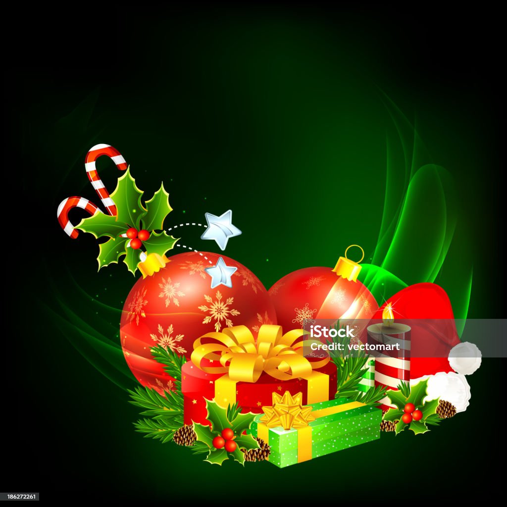 Colorful Christmas Gift illustration of decorated bauble with Christmas gift Candle stock vector