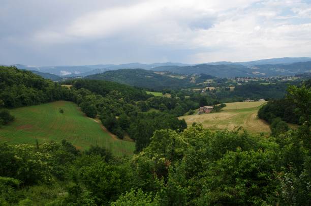 Rural landscape in Ardeche in France, Europe stock photo