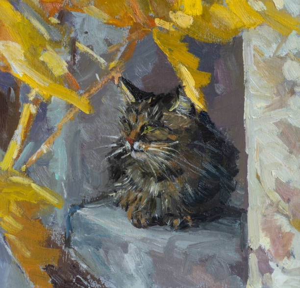 istock Cat portrait oil painting. 1862748318