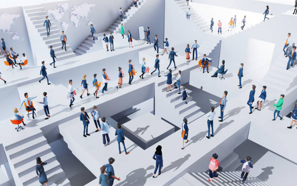 istock Group of business people, team having a presentation with puzzles, demonstrating creative approach, symbolising a help, solving problems and working together, 3D rendering 1862780247