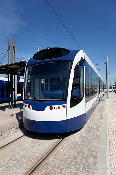 istock Modern tram parked at the metro station 186278143