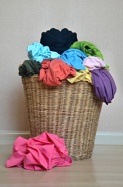 istock Pile shirts in a wicker basket 186278920