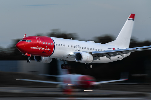 Norwegian Boeing 737-800 landing at Oslo Airport Gardermoen