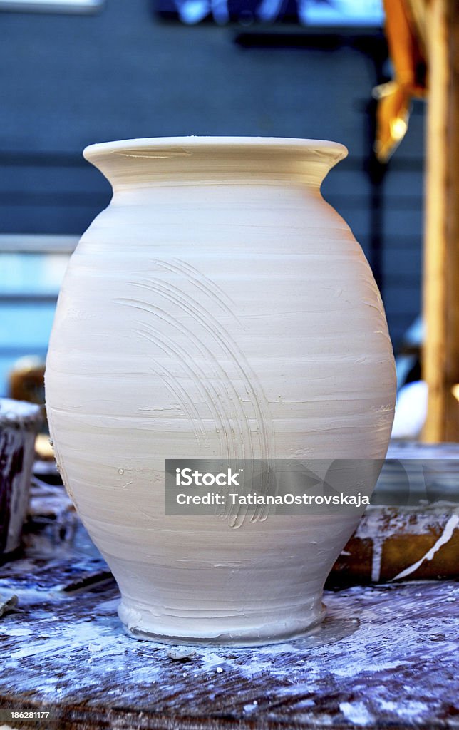 Clay vase just finished ​​clay vase Artist Stock Photo