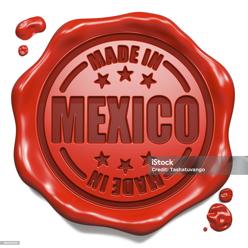 Realizado en México-sello de Cera de sellado rojo. - Foto de stock de América del norte libre de derechos