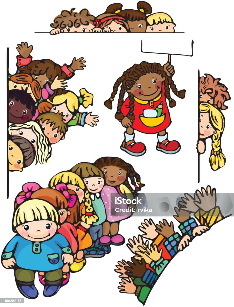 All Races Kida Happy Kids Different Races Stock Illustration - Download Image Now ...