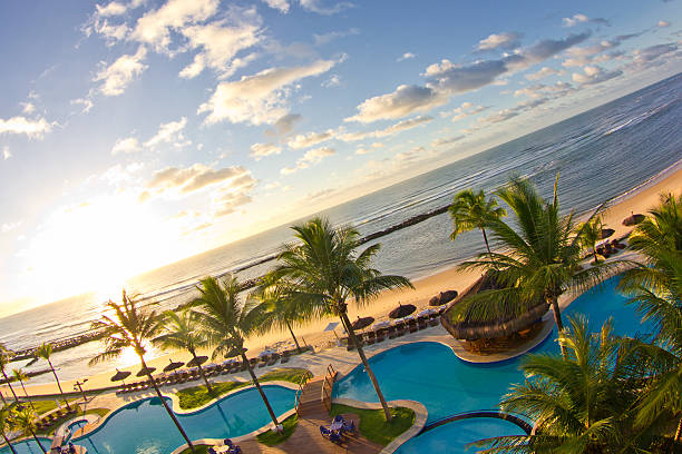 Sunrise waiting for you at Arraial d'Ajuda Eco Resort stock photo