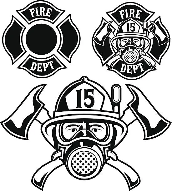 Vector illustration of Vector illustration of firemen badge