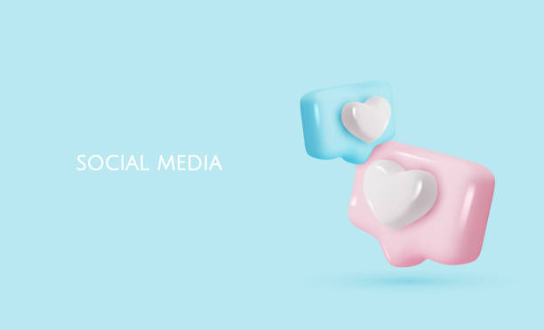 istock Love like heart social media notification, speech bubble with like. Social media network. 3d vector icon. Cartoon minimal style. 1862845941