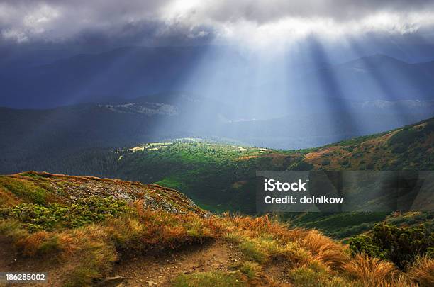 Autunno Paesaggio Di Montagna Di Mattina Plateau - Fotografie stock e altre immagini di Alba - Crepuscolo