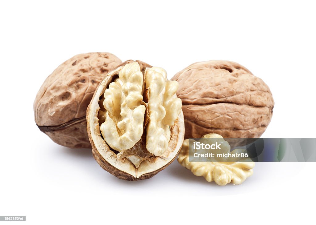 Wallnuts isolated on white background Animal Shell Stock Photo
