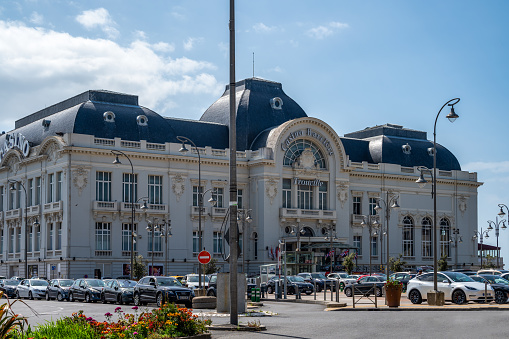 Trouville-sur-Mer, France -  July 2, 2023: Exterior of the Casino Berriere in Trouville-sur-Mer