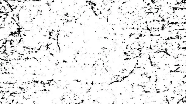 Vector illustration of Black and White abstract Grunge background. Damaged Concrete, Stone, Plaster Texture. A Distressed Monochrome Backdrop with Grainy Details.
Overlay with Dust and Scratches for the Creation of Grungy Designs. Vector Illustration.