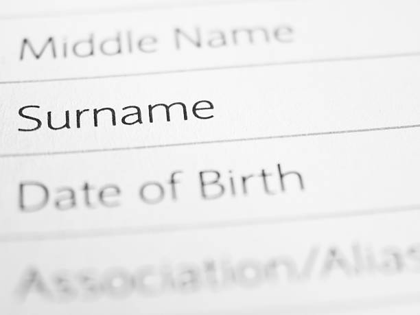 Surname stock photo