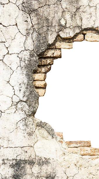 istock Hole in old  brick wall and concrete vintage background 186288790