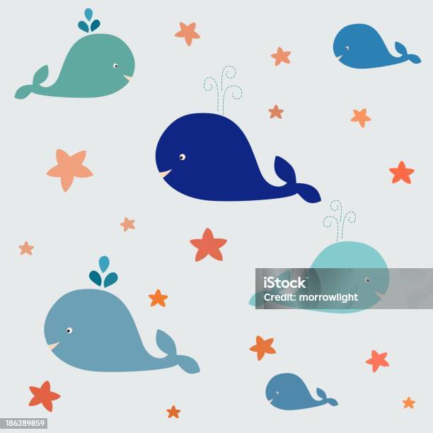 블루 고래와 바다 청운의 벡터 0명에 대한 스톡 벡터 아트 및 기타 이미지 - 0명, 고래, 귀여운