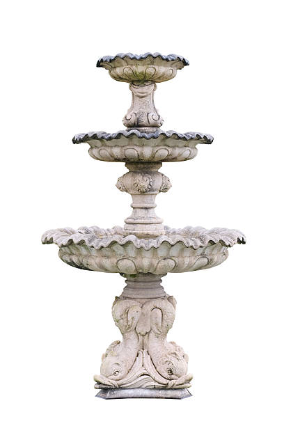 Vintage courtyard fountain isolated on white Vintage courtyard fountain isolated on white with clipping path fountain photos stock pictures, royalty-free photos & images