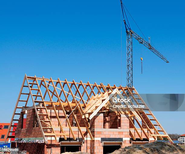 Home Construction Stock Photo - Download Image Now - Building - Activity, Detached House, Construction Site