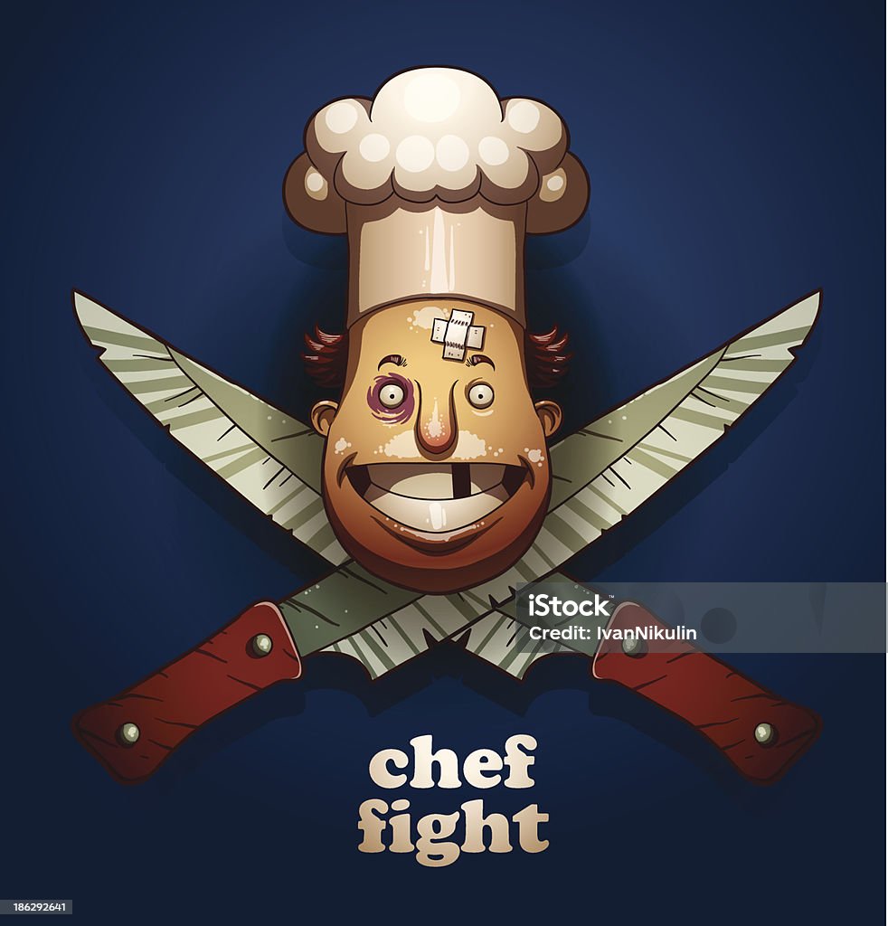 Chefe de cozinha luta cor emblema, facas - Royalty-free Concurso de culinária arte vetorial