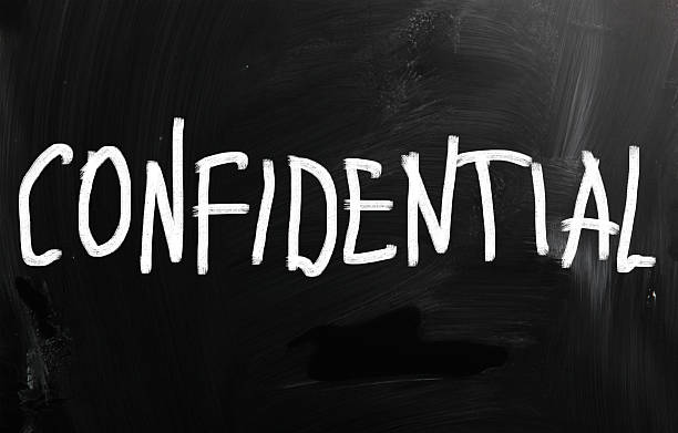 istock Confidential handwritten with white chalk on a blackboard 186293944