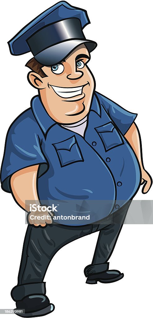 Tłuszczu jolly kreskówka, policeman - Grafika wektorowa royalty-free (Autorytet)