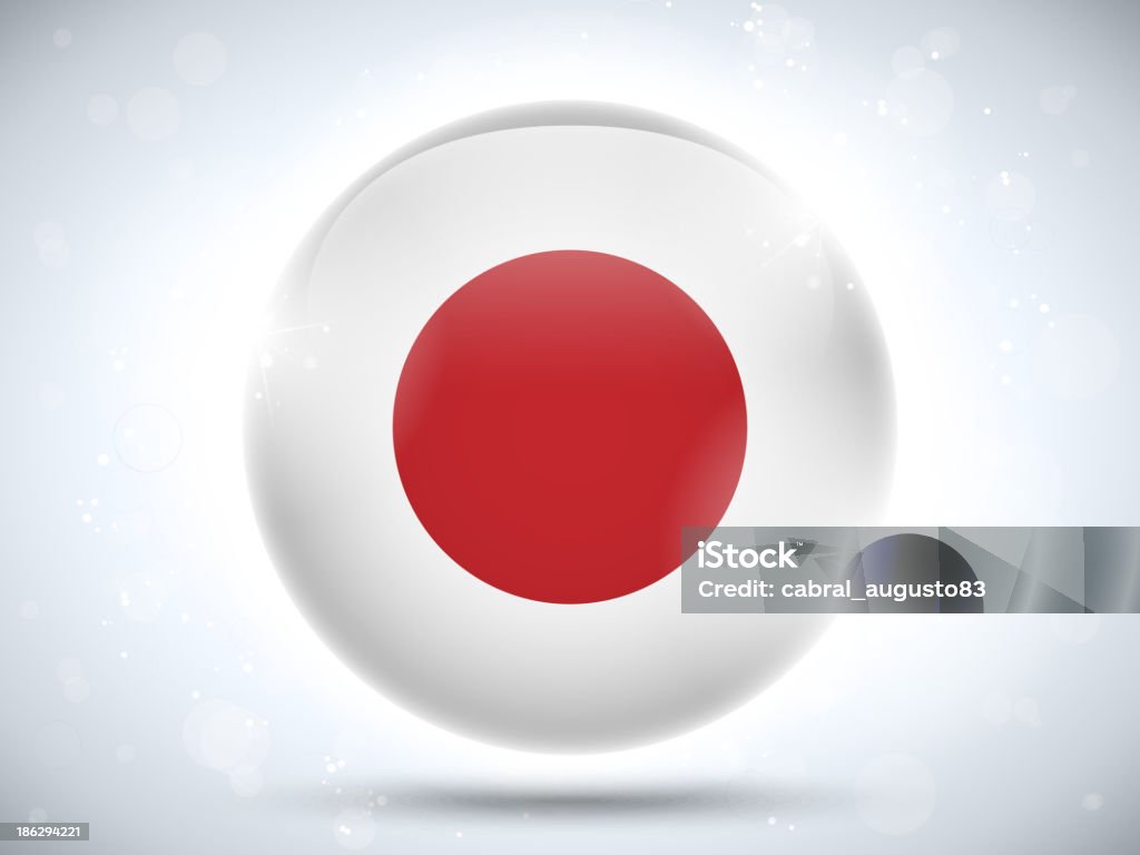 Japão Bandeira botão brilhante - Royalty-free Bandeira arte vetorial